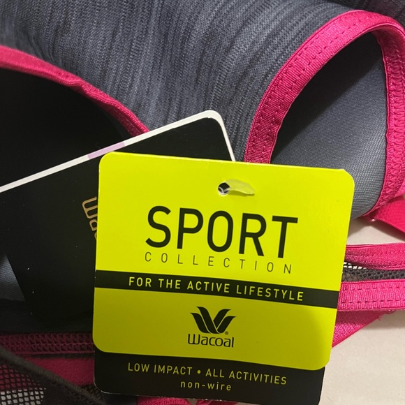 Wacoal Soft Cup Sports Bra Dark Grey and Pink 34D - Picture 5 of 10